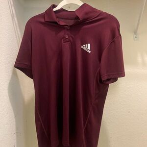 Medium Adidas Climalite Burgundy White Logo Short Sleeved Polo